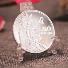 Moneda de plata conmemorativa del león Leo, constelaciones del zodiaco, monedas de los animales de Elizabeth II, regalos de recuerdo de astrología occidental 2024 - compra barato