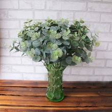 16 cabezas de hojas artificiales falsas, eucalipto, planta verde, hojas, flores, decoración del hogar 2024 - compra barato