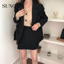 Sungtin-blazer casual preto coreano, jaqueta, roupa feminina, para escritório, solto, trabalho, casaco, vintage, elegante, chique, 2021 2024 - compre barato
