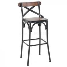 597 Американский кованого железа твердой древесины барный стул со спинкой высокий барный стул для кассира высокий табурет 2024 - купить недорого