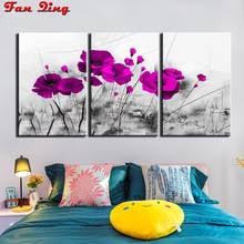 purple poppy Diamond Painting Diamond embroidery 5d diy full square/Round diamond mosaic Black white art pictures of rhinestones 2024 - buy cheap