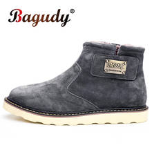 Brand Winter Men Cow Suede Leather Ankle Boots Warm Snow Boots Men Winter Shoes Quality Fur Men's Comfortable Boots Shoes 38-46 2024 - buy cheap