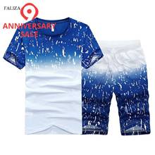 FALIZA-chándal informal para hombre, conjunto de ropa deportiva con estampado de pantalones cortos + camiseta, traje de Fitness, 2 piezas, talla grande 6XL, ST06 2024 - compra barato