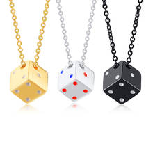 Creative Stainless Steel Square Gambling Luck & Dice Pendant Smooth Surface Necklace For Women Men Couple Choker Jewelry 2024 - buy cheap