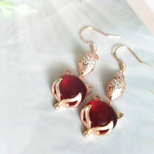 FYJS Unique Rose Gold Color Lovely Fox Red Crystal Dangle Earrings for Elegant Women Jewelry 2024 - buy cheap