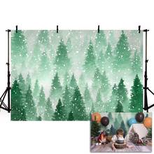 Mehofond-Fondo de fotografía de bosque de pino verde, con diseño de telón de fondo de Navidad copo de nieve, de bebé brumoso, para foto de estudio 2024 - compra barato