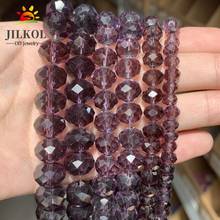 Wholesale Natural Beads Faceted 4/6/8/10/12mm Rondelle Purple Crystal Glass New DIY Beads For Jewelry Making Bracelet Necklace 2024 - buy cheap