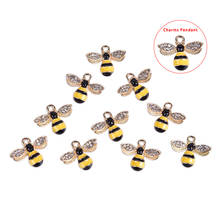 10 unids/set cristal esmalte animales encanto Metal miel abeja colgante para collar DIY joyería que hace el regalo artesanal 2024 - compra barato