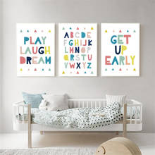 Póster personalizado con nombre para niño, pintura en lienzo con letras, alfabeto colorido, imagen de pared para sala de juegos, decoración de habitación 2024 - compra barato