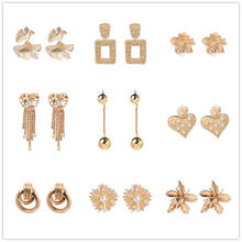 FASHIONSNOOPS Statement Big Drop Earrings 2019 Women Fashion Vintage Geometric Gold Color Punk Flower Metal Earring Jewelry 2024 - buy cheap