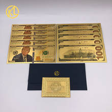 10pcs/lot American President donald turmp Collectible collection 24k Gold Plated Plastic card gold banknote with certificate 2024 - buy cheap