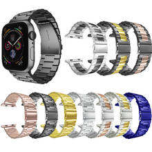 Pulsera de Metal de acero inoxidable para Apple i Watch Series 6 iWatch SE 5 4 3 2 1 44mm 40mm 38mm 42mm 38 40 42 44 MM, Correa dorada 2024 - compra barato