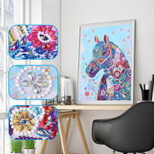 Cuadro de diamantes de Forma especial pintura caballo colorido ronda parcial taladro 5D DIY mosaico de diamantes Animal decoración del hogar imagen de diamantes de imitación 2024 - compra barato