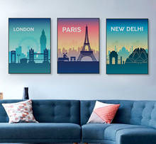 World FamousColorful City LONDON PARIS NEW DELHI Bedroom Children Room Decoration Poster Painting Canvas Wall Art Oil Painting 2024 - buy cheap