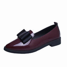 Spring and autumn new bow pointed casual low-top shoes women's flat shallow shallow simple slip-on women's leather shoes 2024 - buy cheap