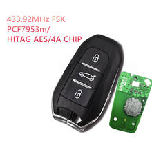 RIOOAK 3 кнопки 433,92 МГц PCF7953M / HITAG AES / 4A чип полная бесключевая карта Автомобильный ключ Замена для блокировки цит ROEN C4 Picasso 2024 - купить недорого