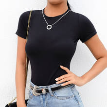 Tight solid color T-shirt ins one-piece shirt female 2019 summer close-fitting short-sleeved shirt 2024 - buy cheap