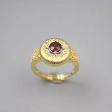 Pure 925 Sterling Silver Ring 14mm Width Red Ruby Zircon Yellow Round Ring For Woman Man Gift Bless Lucky 2024 - buy cheap