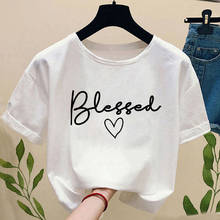 Blessed Heart Print Women's T-shirt Summer Casual Clothes Fashion T-shirt Harajuku Graphic Short Sleeve Top Women Female 2024 - buy cheap