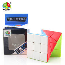 Fanxin twisty cubo mágico 3x3, quebra-cabeça sem adesivos, formato triangular, brinquedos educativos profissionais, jogos 2024 - compre barato