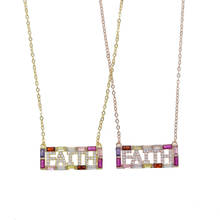 cz faith letter necklace baguette rainbow cubic zirconia gold rose gold color fashion jewelry 2024 - buy cheap