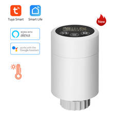 Термостат TRV Smart Tuya ZigBee3.0 для привода радиатора, программируемый клапан, регулятор температуры с голосовым управлением, Alexa Google, светодиодный дисплей 2024 - купить недорого