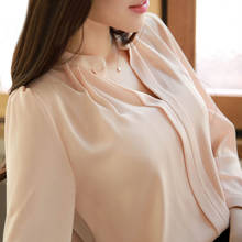 Camisa feminina chiffon de meia manga e decote em v, blusa branca para mulheres simples e de tamanho grande, roupas para primavera 2020 2024 - compre barato