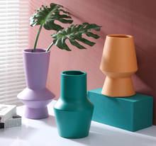Ceramic Vase Minimalist Solid Color Vases for Flowers Abstract Art Desk Decoration Flower Arrangement Ornaments 2024 - buy cheap