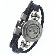 Dgw venda quente pulseira de couro masculina de oito trigramas pulseira de couro pu com fecho vintage joias de alta qualidade para homens 2024 - compre barato