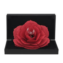 Creative Elegant Rings Red Box With Flower Wedding Engagement Case Foldable Rose Ring Box For Love Jewelry Display Storage Holde 2024 - buy cheap