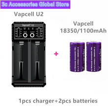 Bateria recarregável 18350 mah 9a, 2 peças, vapcell, u2, 2a, carregamento rápido, usb, fumaça eletrônica 2024 - compre barato