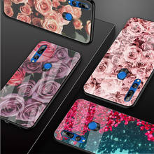 Capa de celular em vidro temperado com rosas para huawei honor 8x 9 10 20 30 lite pro 10i 20i 2024 - compre barato