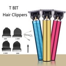 USB перезаряжаемые машинки для стрижки волос T9 baldheed электрический триммер для волос Беспроводная Бритва 0 мм для мужчин Парикмахерская Машинка для стрижки волос 2024 - купить недорого
