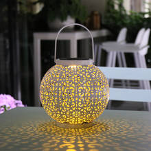 Креативный светодиодный железный светильник на солнечной батарее с отверстиями, уличное садовое украшение, портативная Подвесная лампа 2024 - купить недорого