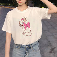 Marie Cat Print Cartoon Casual Summer Tops Fun Female Loose Disney The Aristocats Tees Cute Ulzzang Vintage T-Shirt 2024 - buy cheap