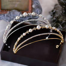 Korean Princess Pearls Brides Headbands Mini Bridal Tiara Headpiece Party Hair Accessory 2024 - buy cheap