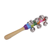 10-Bell Jingle Shaker Rainbow Color Stick Wooden Musical Instrument Children Toy 2024 - buy cheap