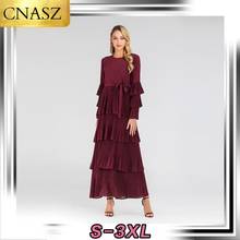 Мода 2020, последние бордовые плиссированные дизайнерские платья с длинным рукавом для мусульманских женщин, мусульманское турецкое женское платье, Дубай, хит продаж 2024 - купить недорого