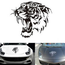 LKT 28cm * 28cm cabeza de tigre reflectante Cool Car Hood Styling Auto decorativo motocicleta pegatina 3D vinilo coche parachoques pegatina 2024 - compra barato