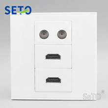 SeTo 86 Type 2 port HDMI + 2 port TV  Wall Plate Socket Keystone Faceplate 2024 - buy cheap