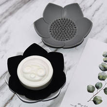 Jabonera con forma de flor de loto, caja de jabón, soporte de placa, bandeja de jabón portátil sin perforaciones, accesorios de baño 2024 - compra barato