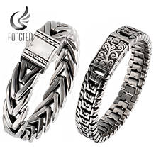Fongten Retro Personalize Men Bracelet Hip Hop Chain Stainless Steel Charms Cuff Bangle Bracelets Jewelry 2020 2024 - buy cheap