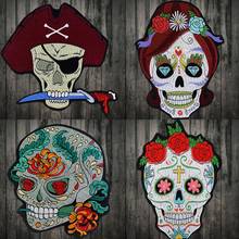 1PC rose skull biker patch for Jacket backing, punk motorcycle embroidery skeleton biker badge, skull patch Garment Accessory 2024 - buy cheap