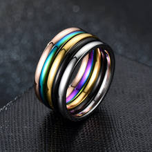 Anéis de aço inoxidável colorido para mulheres e homens, joia simples de 2mm de largura g0168 2024 - compre barato