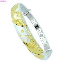 BOCAI-pulsera de plata de ley 100% S999 para mujer, brazalete clásico de Color Fénix y Dragón, joyería pura de Argentina 2024 - compra barato