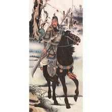 Feng shui pintura suspensa, pintura de seda chinesa, decoração de casa/escritório, arte de caligrafia, rolo de parede-guan yu 2024 - compre barato