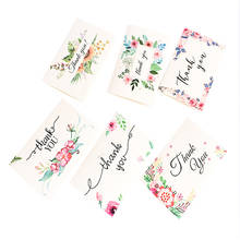 5 компл./лот милые цветы маленькие карточки спасибо поздравительная открытка с конвертом для День рождения Свадебные украшения 2024 - купить недорого