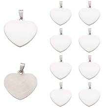 Pingentes de etiqueta de coração, colar de aço inoxidável 201, 10 peças/saco, estampagem em branco, de um lado, polimento, joia para mulheres, presente 2024 - compre barato