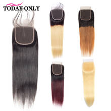 TODAY ONLY Brazilian Straight Closure 4x4 Blonde Lace Closure Remy Hair 613 Closure With Baby Hair Ombre Middle Free Part 8-20'' 2024 - buy cheap