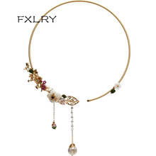 FXLRY Original handmade natural pearl elegant flower chokers Sweater chain necklace for women Bridal wedding jewelry 2024 - buy cheap